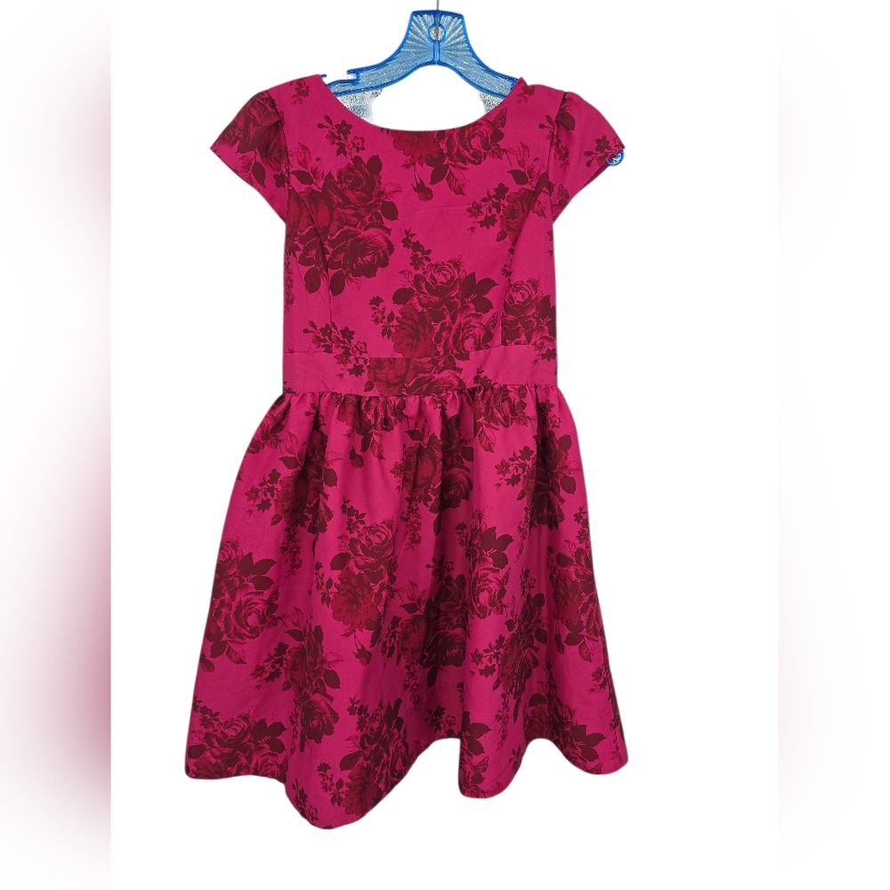 Baker by Ted Baker Girls Size 14 Short Sleeve Bow Fit & Flare Floral Dress‎ Pink